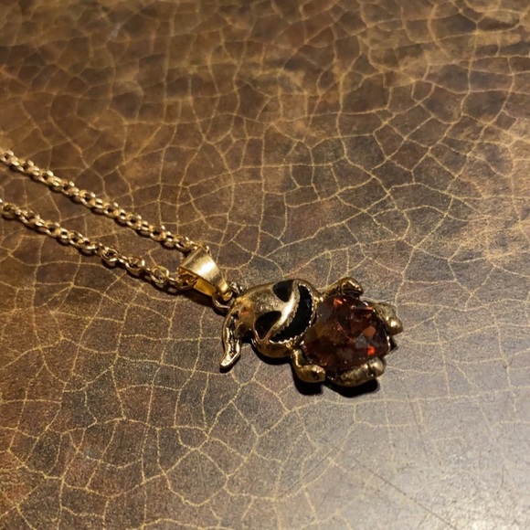 Oogie Boogie Necklace Jewelry gold chain brown heart stone Nightmare Christmas - Picture 5 of 5